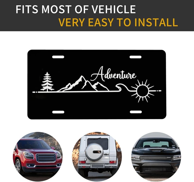 CTVSLFU Front License Plate Cover – Aluminum Metal Car Accessory, Rust-Proof Novelty Vanity Tag Decor for Men & Women, 6x12 with 4 Holes - Adventure Mountain 011 - Image 4